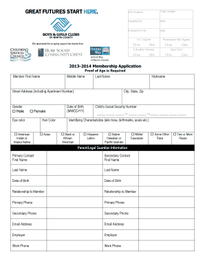 Boys & Girls Clubs Membership Application