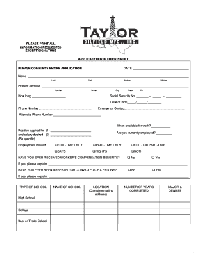 Application for Employment
