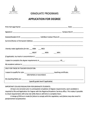 Graduate Program Application for Degree