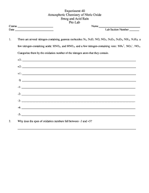 Nitrogen Compounds Oxidation Number Lab