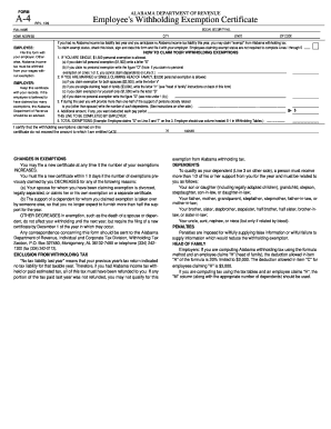 Alabama Employee's Withholding Exemption Certificate