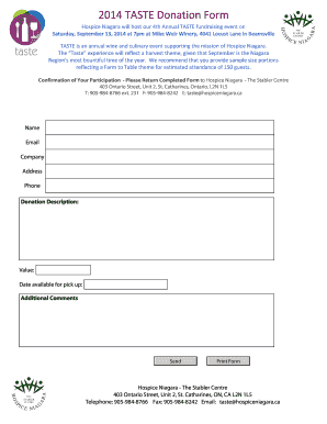 Caroling letter sample - 2014 TASTE Donation Form - hospiceniagaraca