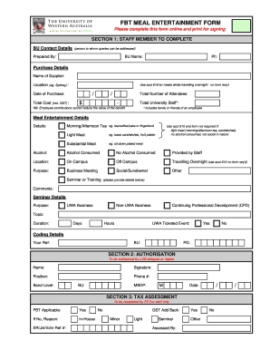 FBT Meal Entertainment Form