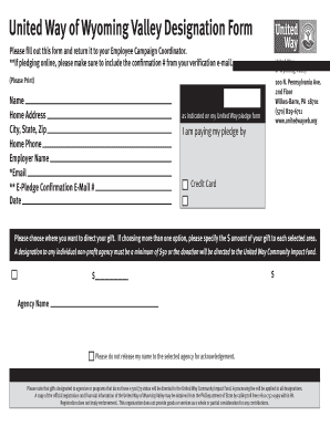 United Way of Wyoming Valley Designation Form