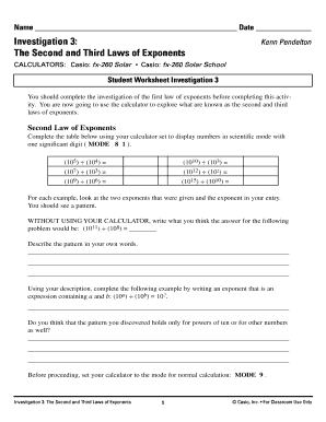 Student Worksheet Investigation 3
