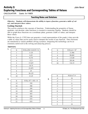 Algebra Activity Worksheet