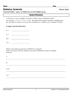 Factorials Student Worksheet