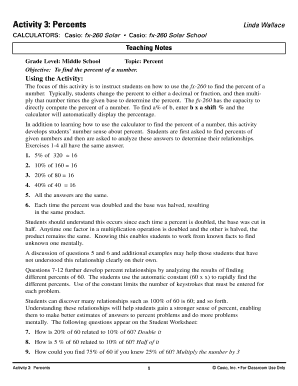 Middle School Percent Calculator Activity