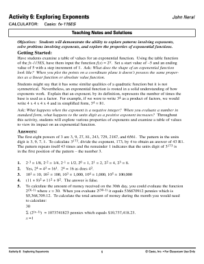Exploring Exponents Activity Worksheet