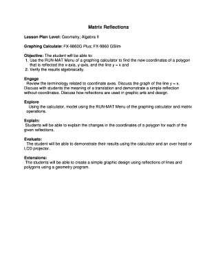 Geometry Lesson Plan on Matrix Reflections