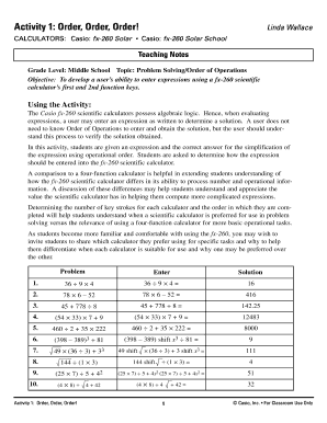 Order of Operations Calculator Activity