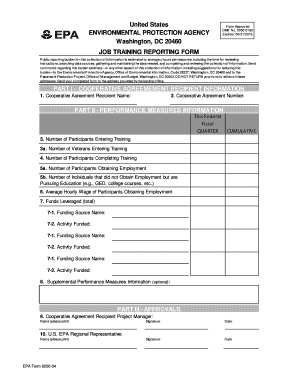 EPA Job Training Reporting Form