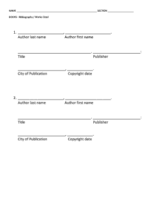 Bibliography Works Cited Form