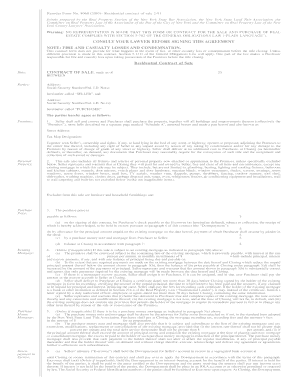 New York Residential Contract of Sale