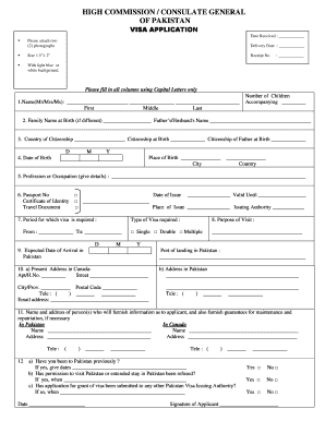 Pakistan Visa Application Form