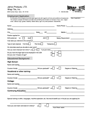 Employment Application Form