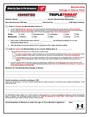 Membership Change of Status Form