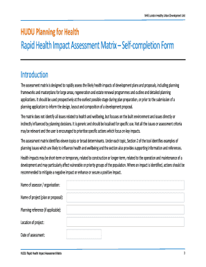 Rapid Health Impact Assessment Matrix
