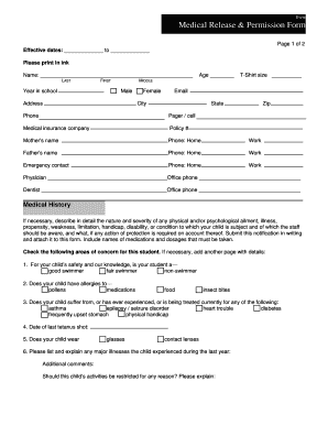 Medical Release & Permission Form