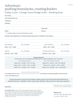 IoD Adventure Conference Booking Form