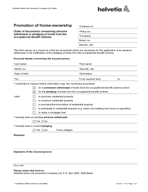 Helvetia Advance Withdrawal Request Form