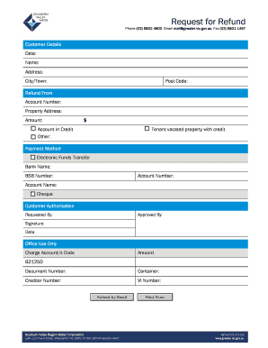 Request for Refund Form