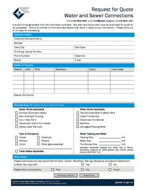 Request for Quote for Water and Sewer Connections
