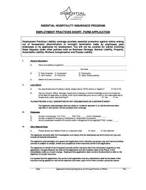 Employment Practices Liability Insurance Application