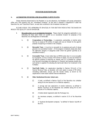 Investor Questionnaire Form