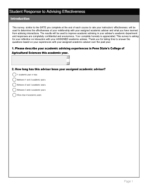 Student Response to Advising Effectiveness