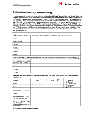 BVGonline-Nutzungsvereinbarung