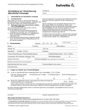 Anmeldung zur Versicherung