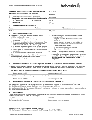 Formulaire de maintien de l'assurance du salaire