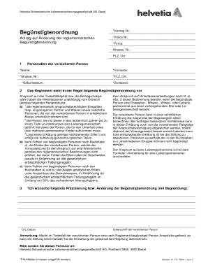 Antrag auf Änderung der reglementarischen Begünstigtenordnung