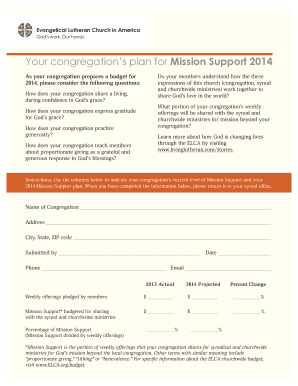 Mission Support Plan 2014