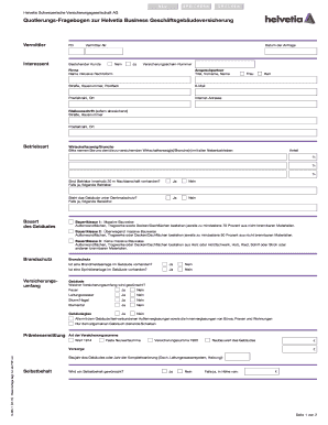 Quotierungs-Fragebogen zur Helvetia Business Geschäftsgebäudeversicherung