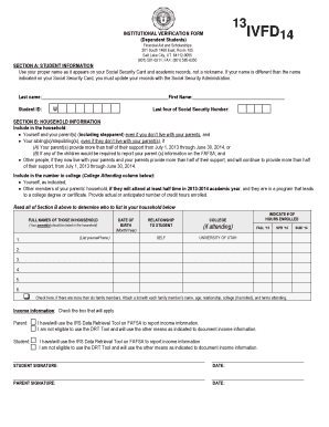 Institutional Verification Form IVFD14