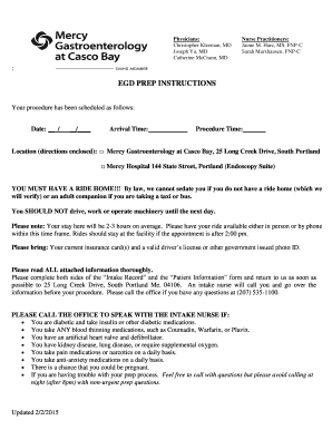 EGD Prep Instructions