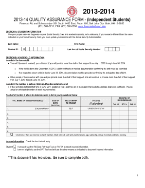 2013-2014 Quality Assurance Form