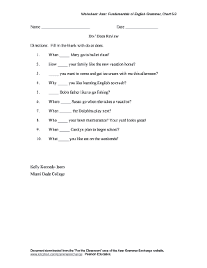 English Grammar Exercise Worksheet