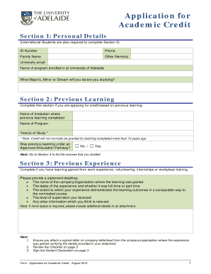 Application for Academic Credit