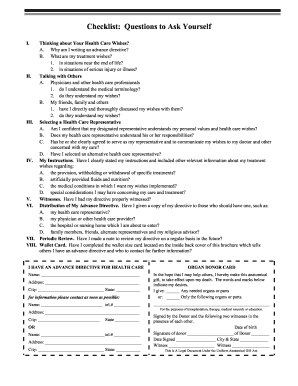 Advance Directive for Health Care and Organ Donor Card