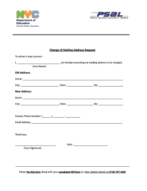 Change of Mailing Address Request