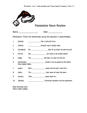 Possessive Noun Review Worksheet