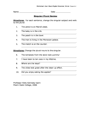Azar Basic English Grammar Worksheet