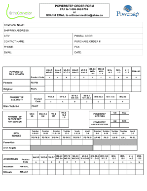Powerstep Order Form