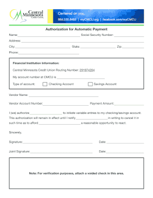 Authorization for Automatic Payment