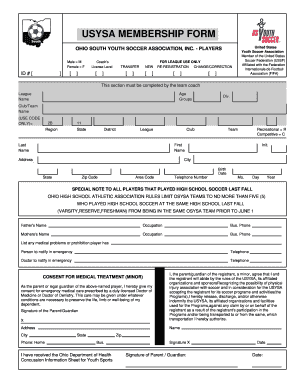 USYSA Player Registration Form