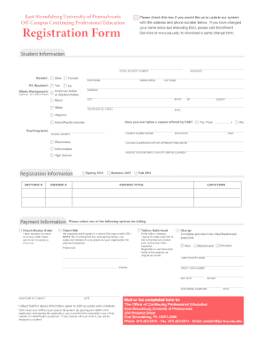 East Stroudsburg University Registration Form