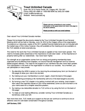 Trout Unlimited Canada Proxy Form